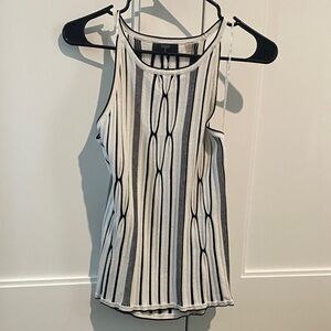 Tahari Black and White Patterned Tank Top